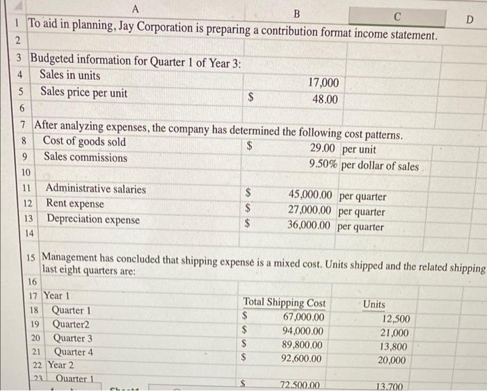  Please type out the cell numbers and formulas used in the