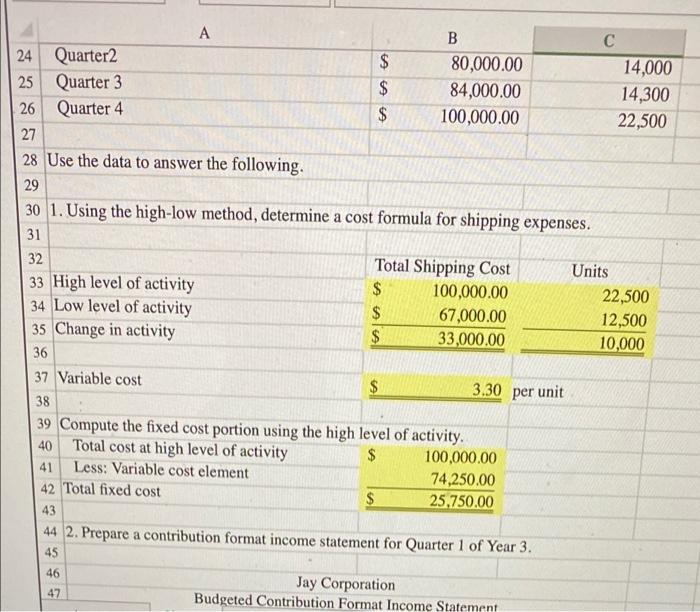 yellow spaces D A B 1 To aid in planning, Jay Corporation