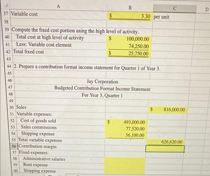 is preparing a contribution format income statement. 2 3 Budgeted information for