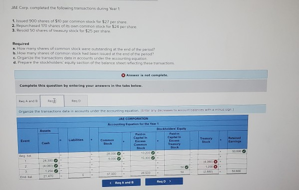 Record the transactions in a horizontal statements model. (In the Statement of