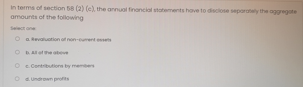  In terms of section 58(2)(c), the annual financial statements have to