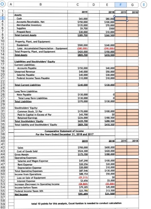 Filling the blank with Excel function B D E F G II