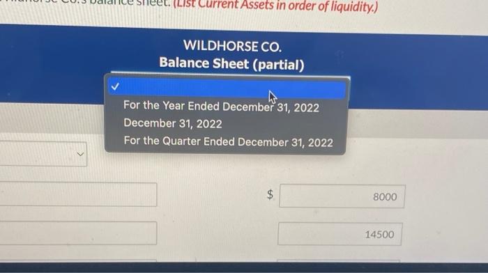 Progress Wildhorse Co. has collected the following information related to its December