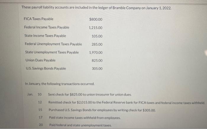 Needing help with part B These payrolf liability accounts are included in