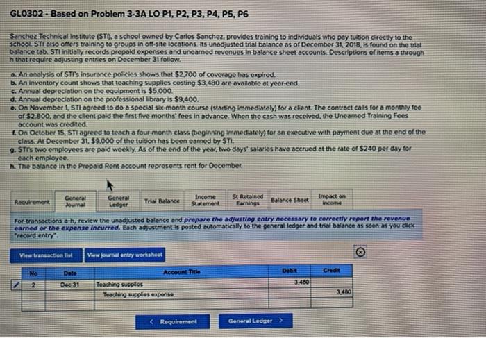  GL0302 - Based on Problem 3-3A LO P1, P2, P3, P4,