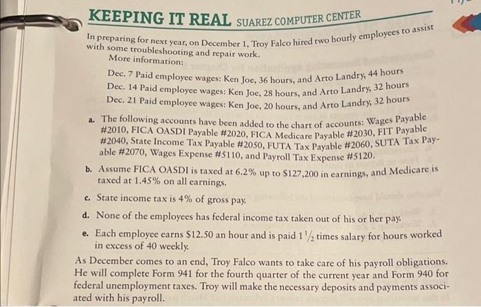  KEEPING IT REAL SUAREZ COMPUTER CENTER In preparing for next year,