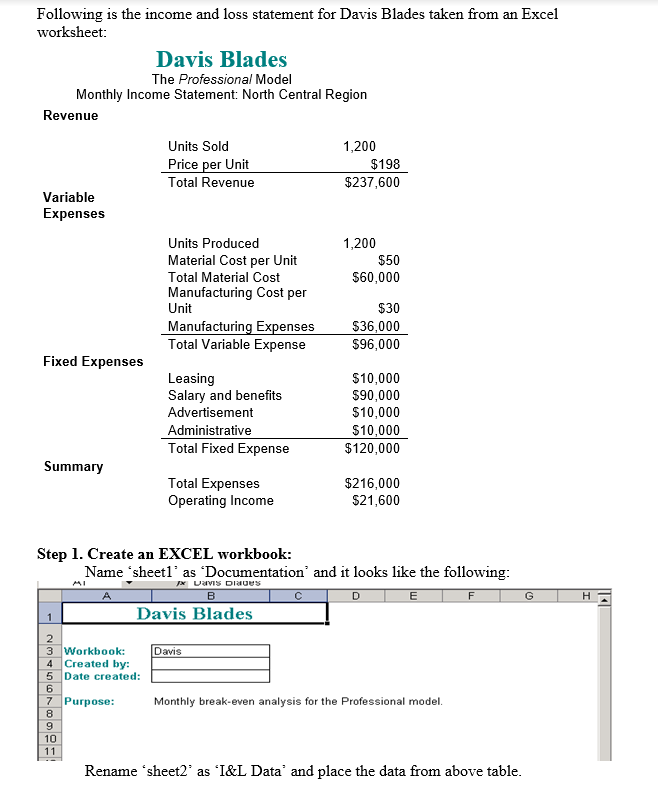 Please show all the steps on the excel spread sheet Following is