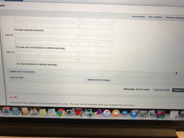 Level Submission) The income statement for the Tamarisk, Inc. for the month