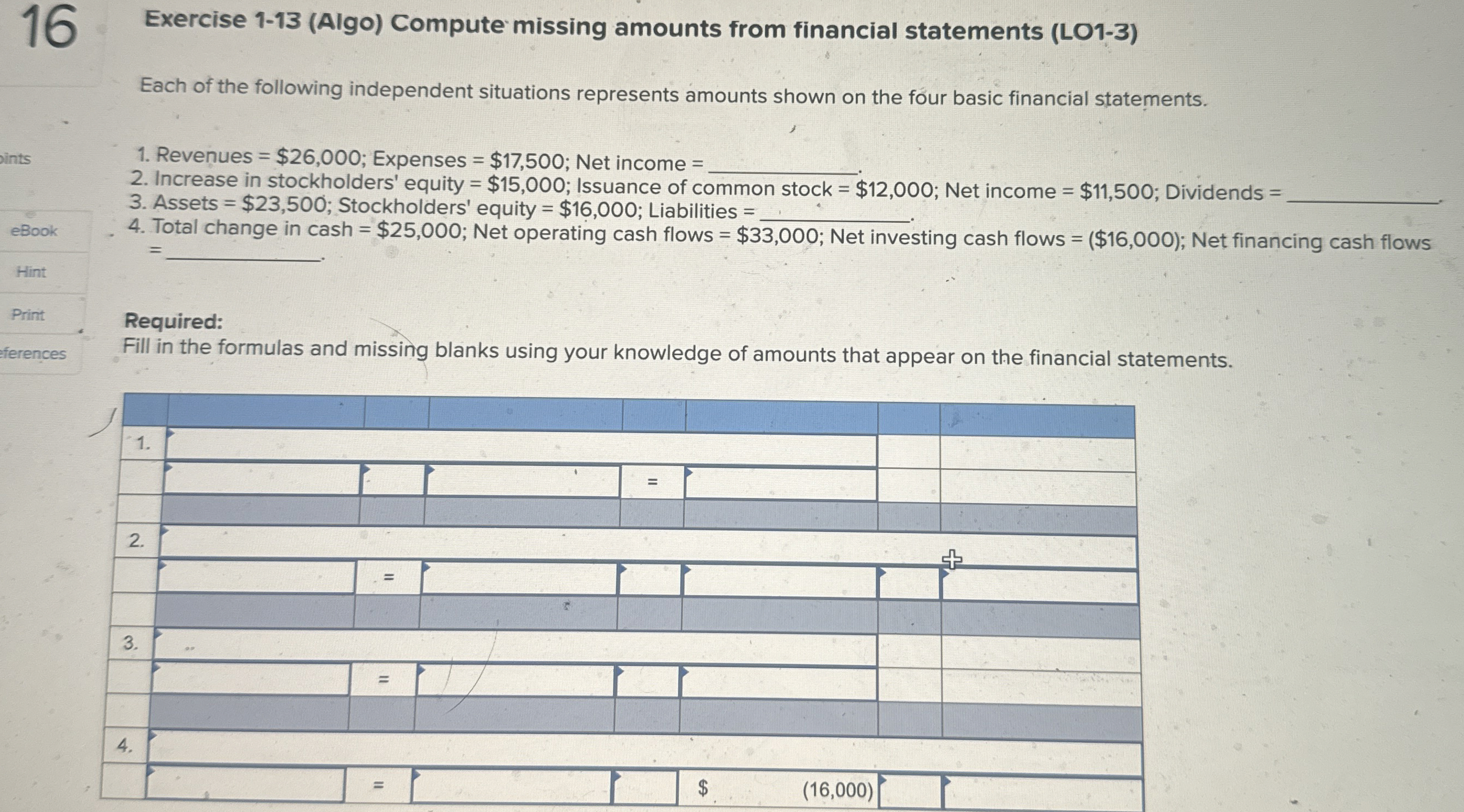  Exercise 1-10(Algo) Link the income statement to the statement of stockholders'