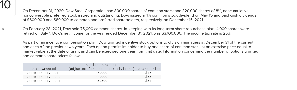 Please, please, please fill out the table below. 10 On December 31,