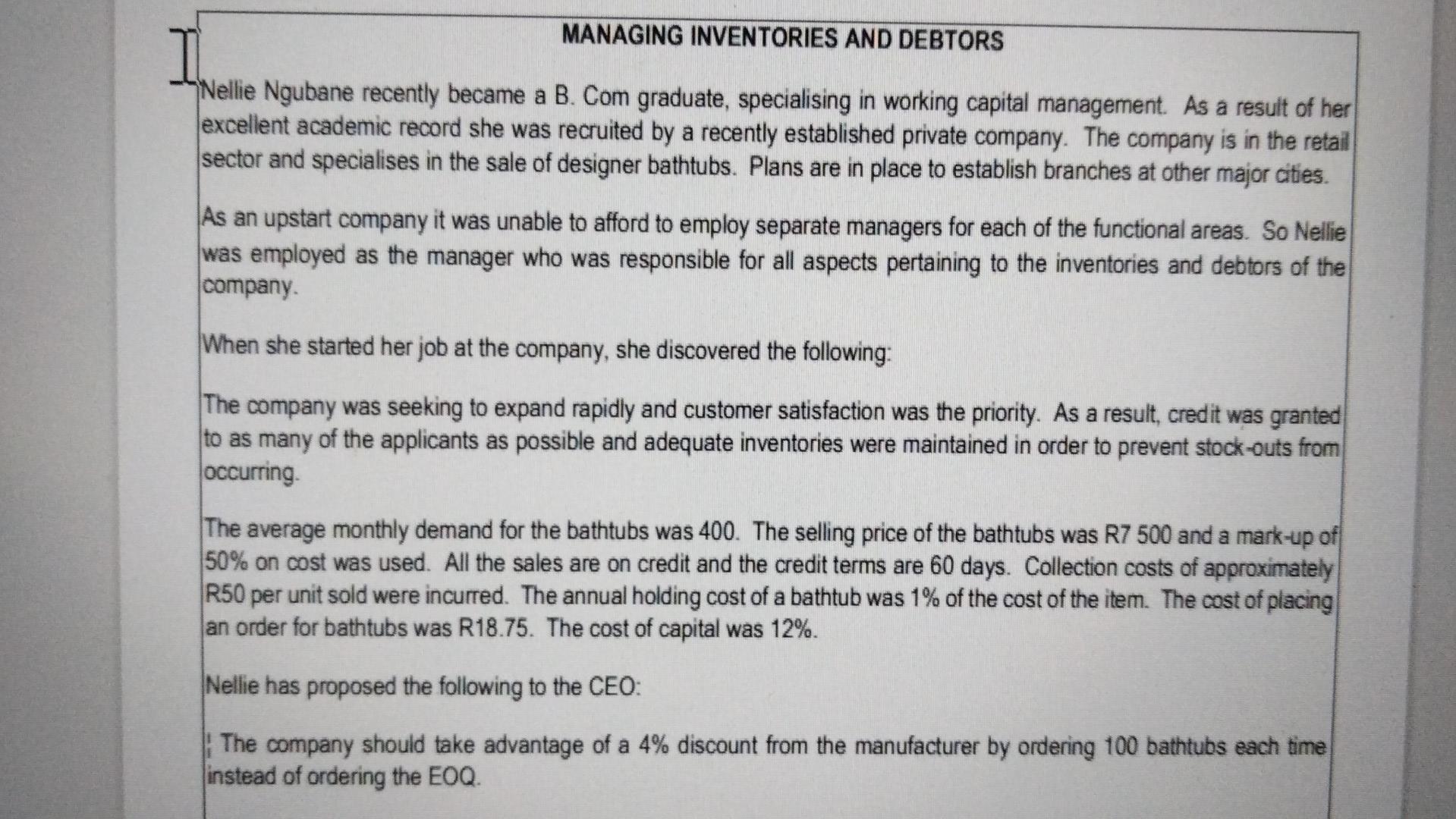 calculate the annual ordering cost based on the eoq MANAGING INVENTORIES AND