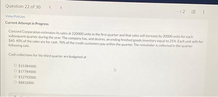 please give me the answer within 3min please Question 22 of 30