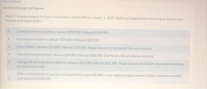 urgent plz i need the values Current Attempt in Progress Nadia Company