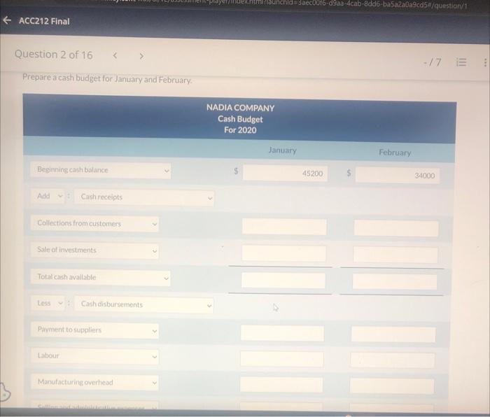 expects to have a cash balance of $45,200 on January 1, 2020.