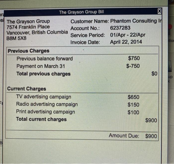 Statement for ABC Co Recept 5878 Recept Vancouver Hydro B Inter Office