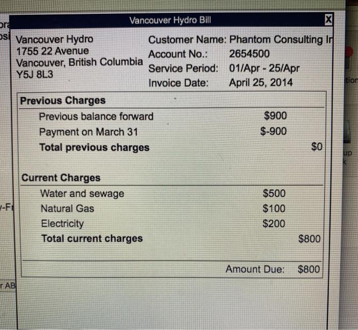 entry. Also, all bills are recorded in the journal on the day