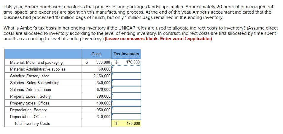 How do you do this? This year, Amber purchased a business that