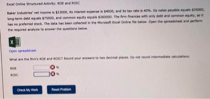 what is the ROE & ROIC? Excel Online Structured Activity: ROE and