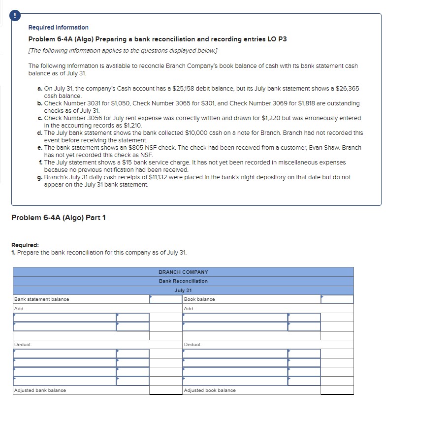  Please answer all the images thank you! Problem 6-4A (Algo) Part
