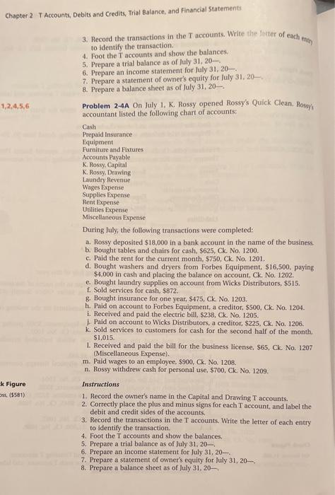 and bille problem 2-4A 64. Chapter 2 T Accounts, Debits and Credits,