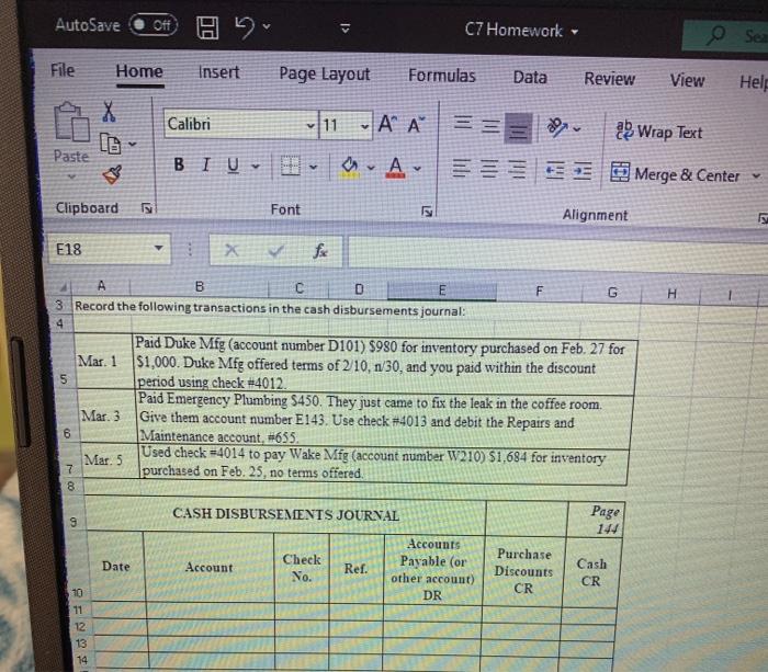  AutoSave Off H. C7 Homework e Sea File Home Insert Page
