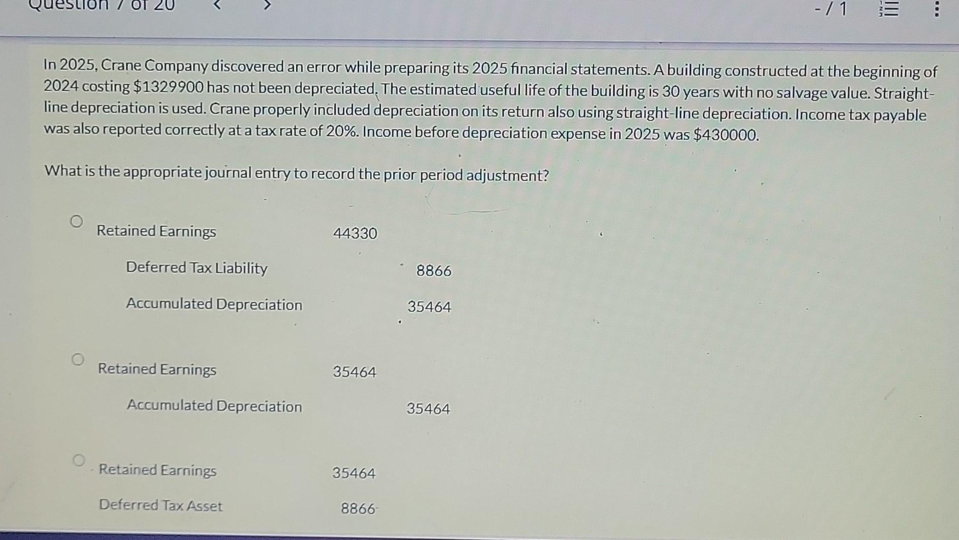  In 2025, Crane Company discovered an error while preparing its 2025