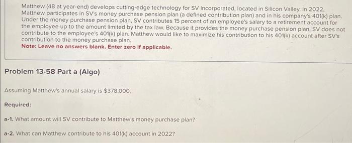  Matthew (48 at year-end) develops cutting-edge technology for SV Incorporated, located