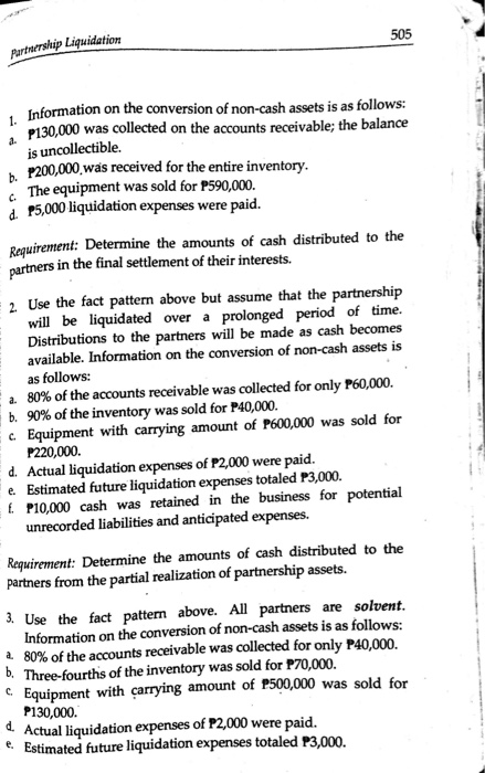 following information for the next six independent Fact pattern The partners of
