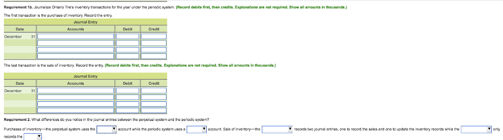 Supply ) Third Blank's options are (Periodic System - perpetual System) Fourth