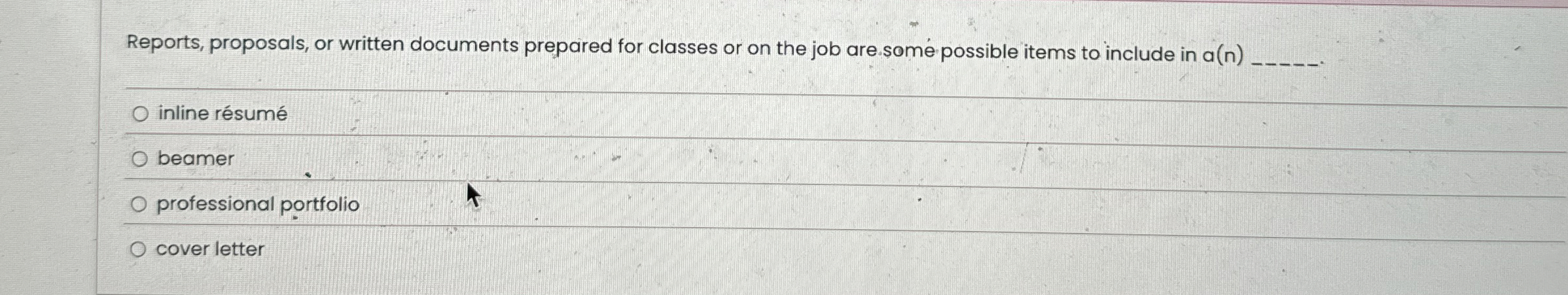  Reports, proposals, or written documents prepared for classes or on the