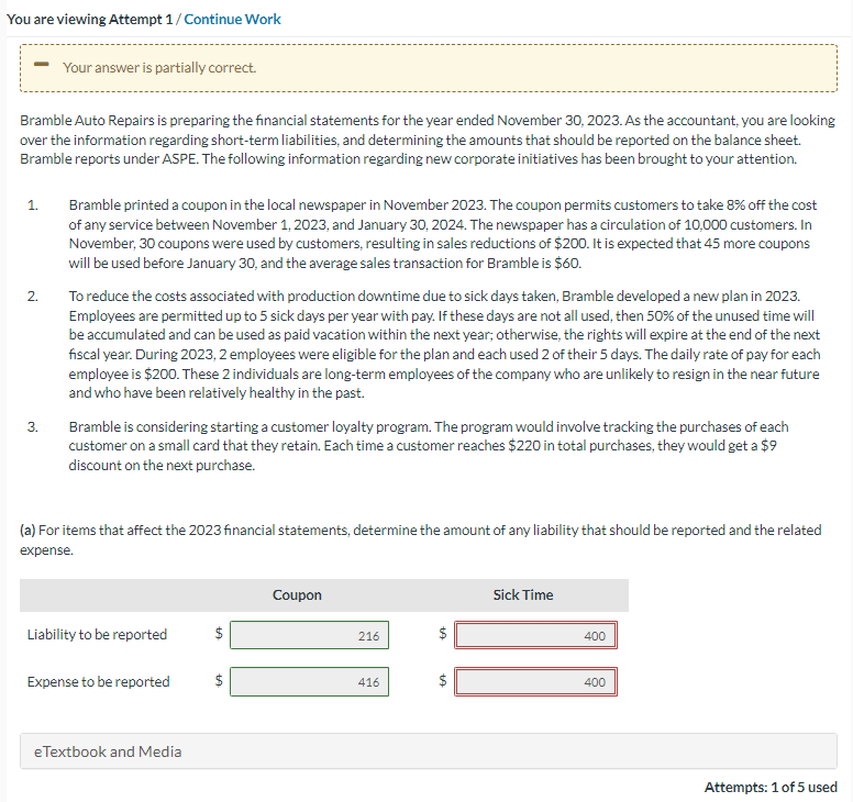 Bramble Auto Repairs is preparing the financial statements for the year