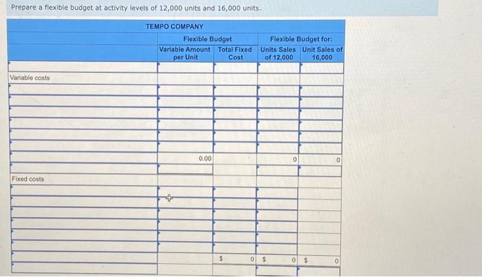 tabs below. Compute total variable cost per unit. Compute total fixed costs.