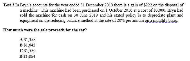 can someone help me with this question + calculations Test 3 In