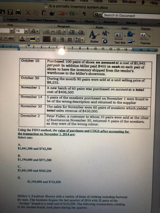  Help TOOLS Table Window In a periodic inventory system.docx Q- Search