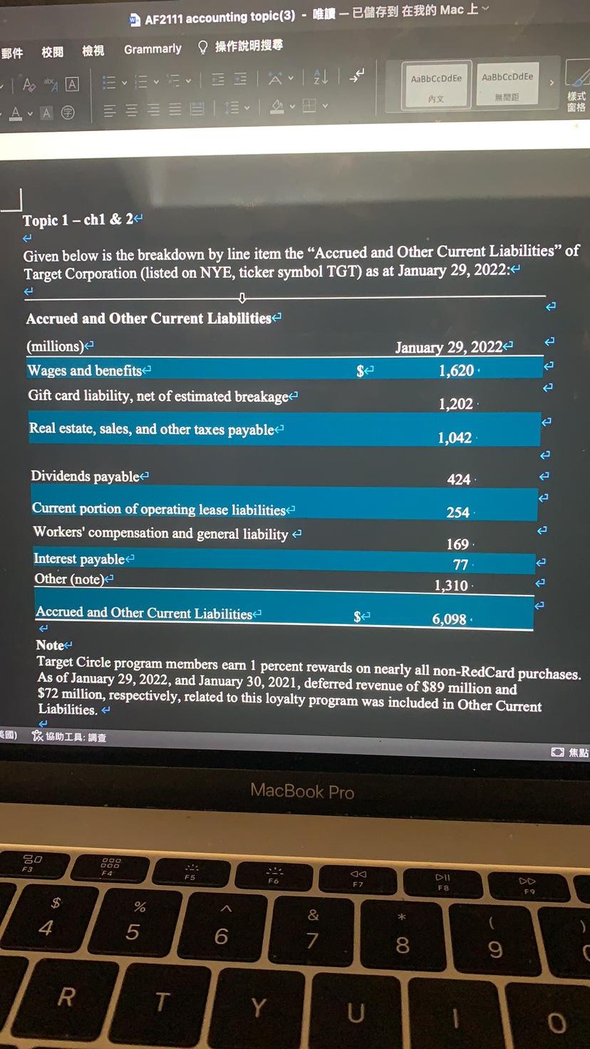 Topic 1ch1 \& 2 Given below is the breakdown by line