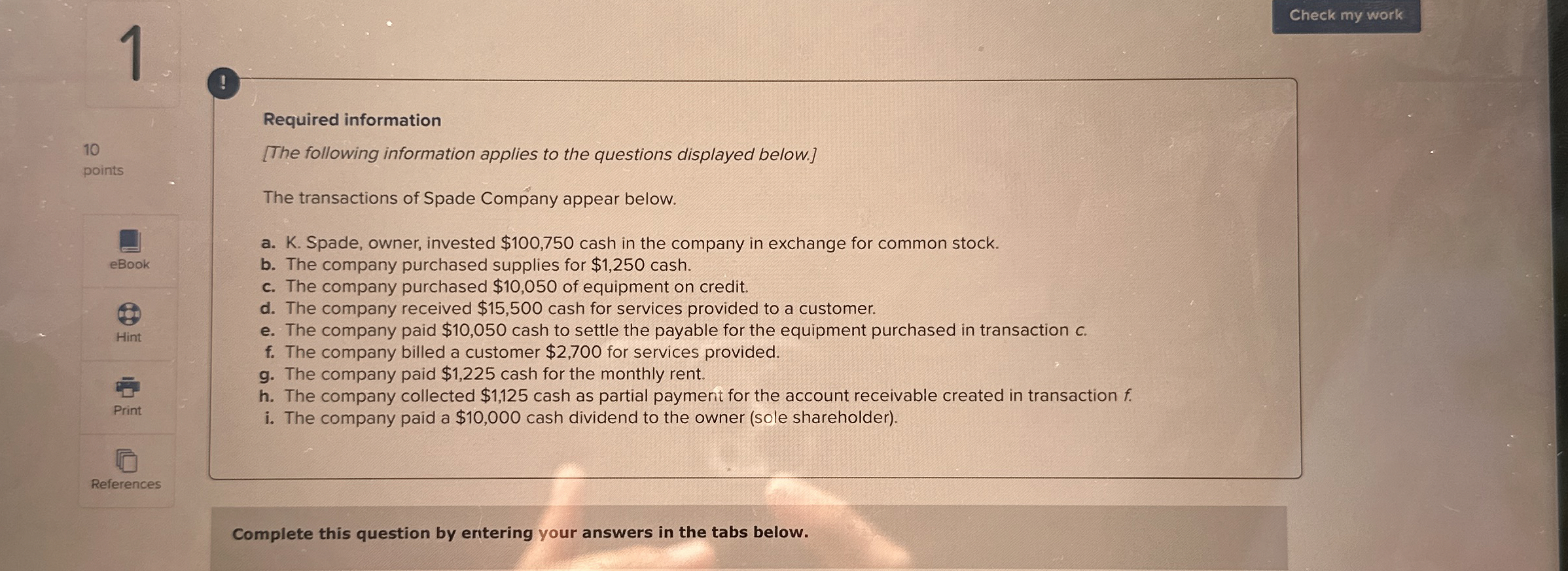  ! Required information 10 points [The following information applies to the