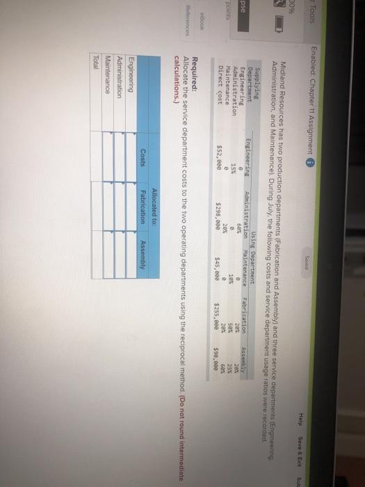  Tools Enablect Chapter 11 Assignment Souba Sut 309 Midland Resources has