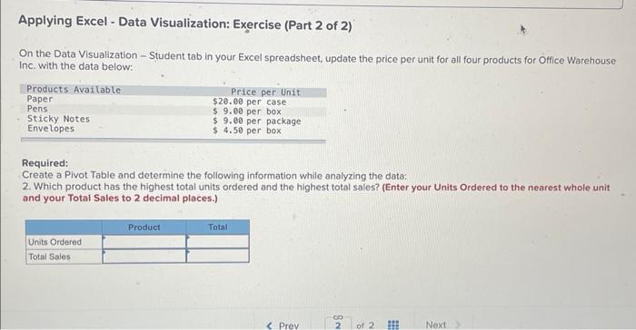  Applying Excel - Data Visualization: Exercise (Part 2 of 2) On