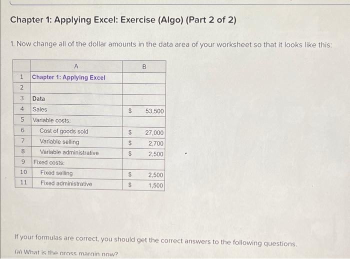  Chapter 1: Applying Excel: Exercise (Algo) (Part 2 of 2) 1.