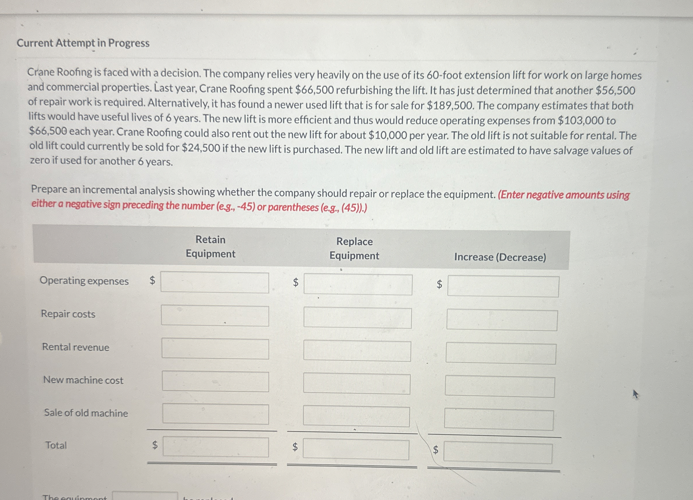  Current Attempt in Progress Crane Roofing is faced with a decision.