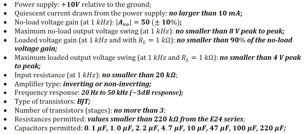 I need help to design a single-supply, multistage, inverting, transistor amplifier