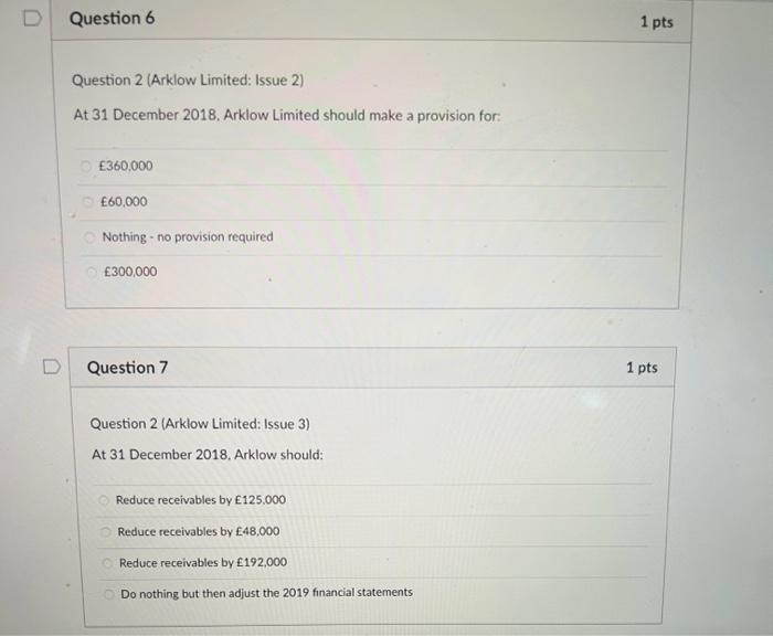 QUESTION 2 - JANUARY 2019 (Question 4 Amended) Arklow plc prepares