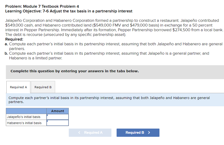  Problem: Module 7 Textbook Problem 4 Learning Objective: 7-6 Adjust the