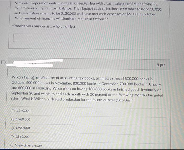 account for the last six months of the year as: Wilco has