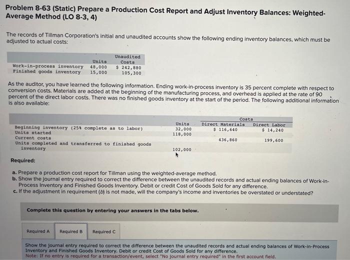  Can I get help Problem 8-63 (Static) Prepare a Production Cost