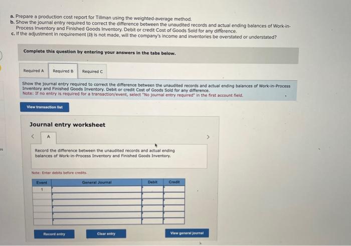 Report and Adjust Inventory Balances: WeightedAverage Method (LO 8-3,4) The records of