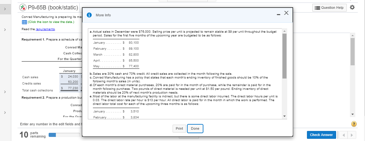 first quarter of the upcoming year. The following data pertain to Conrad