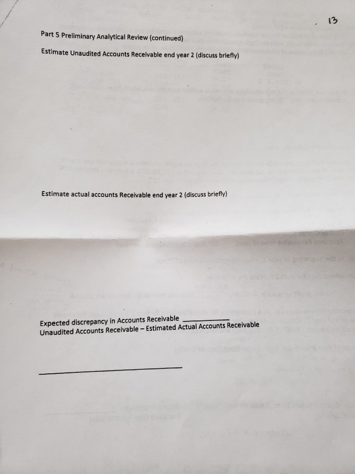 receivable end year2" Part 5 Analytical Review (30 points) One type of