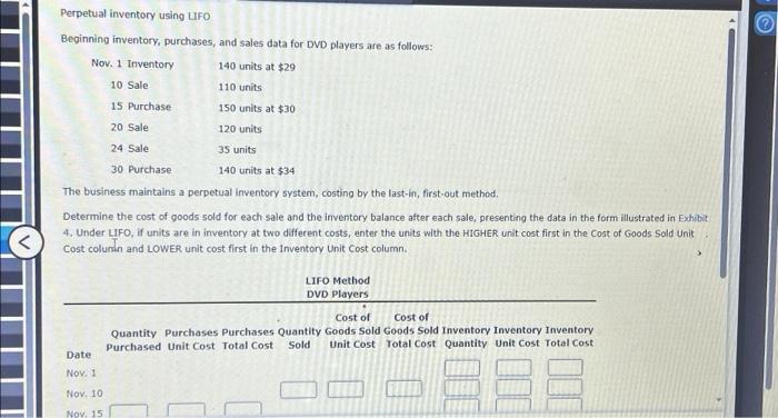  Perpetual inventory using ufFo Beginning inventory, purchases, and sales data for