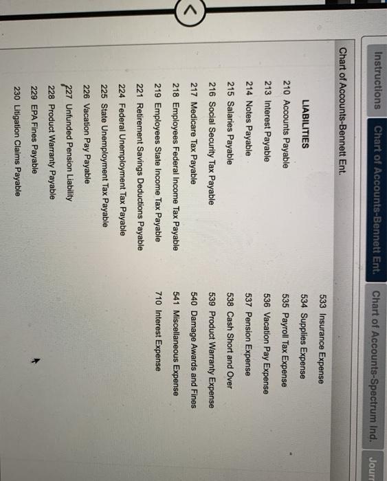 (refer to the company's Chart of Accounts for exact wording of account
